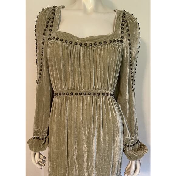 Double D Ranch Velvet Blessing Dress NWT XL Conchos Studs Greystone Sage Green - Picture 2 of 15